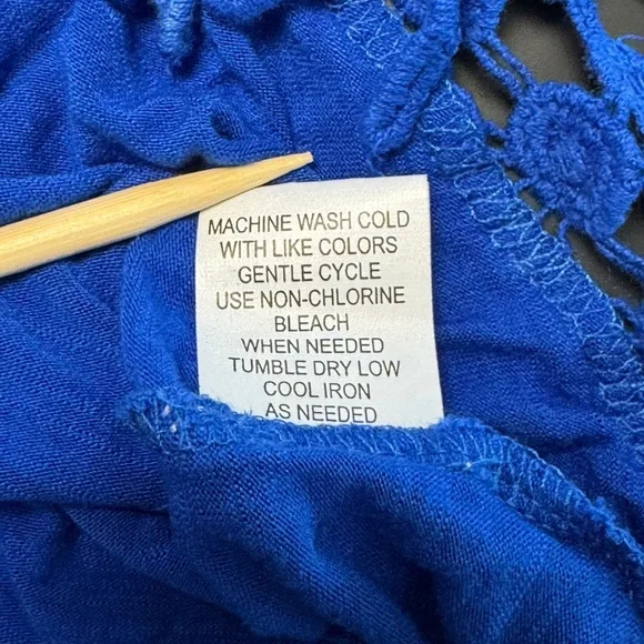 Blue Island Resortwear Royal Blue Coverup Crochet Short‎ Sleeve Beach Top NWOT - Picture 6 of 9